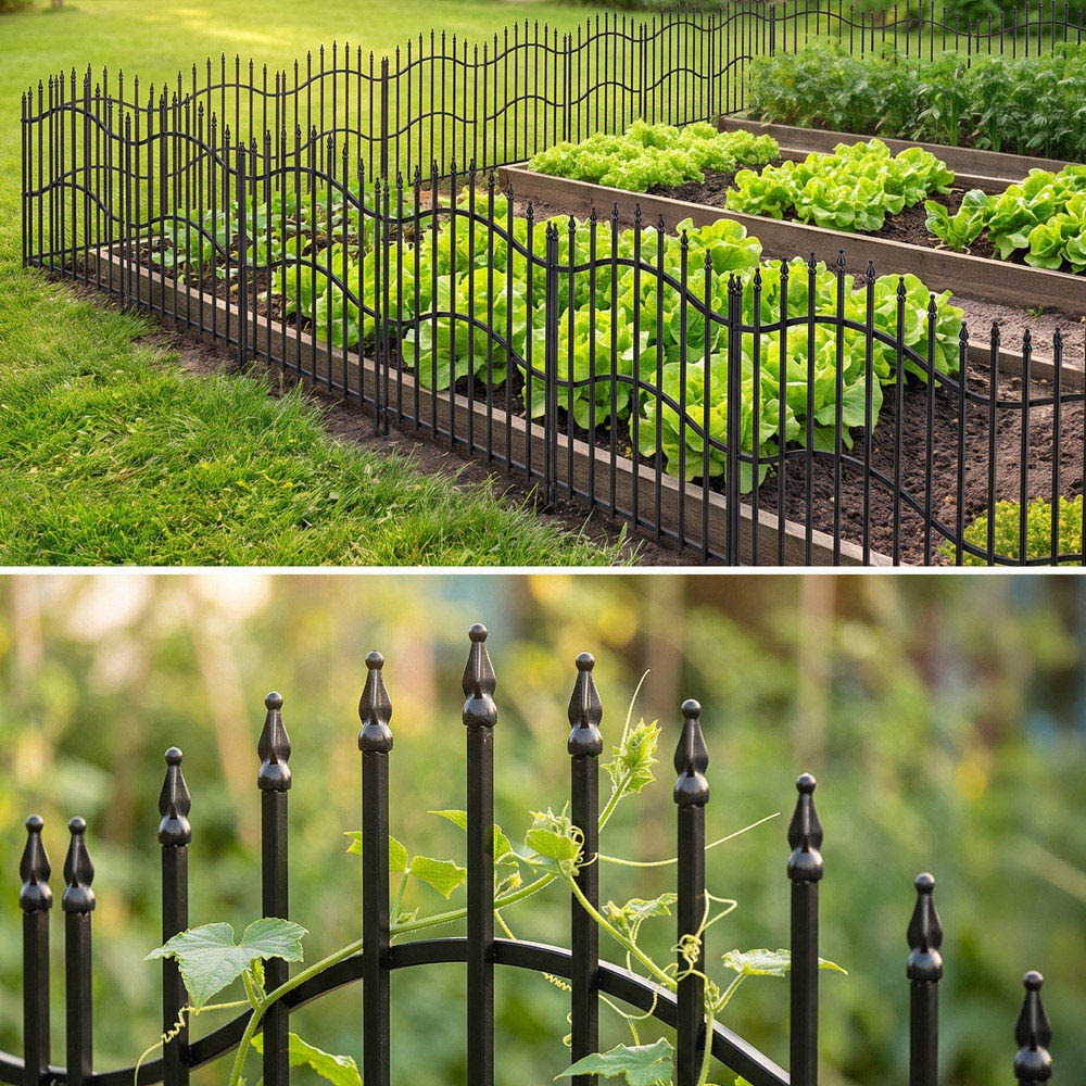 Living and Home Wave Design 2ft 5 Pack Metal Garden Fence Panel Image 3