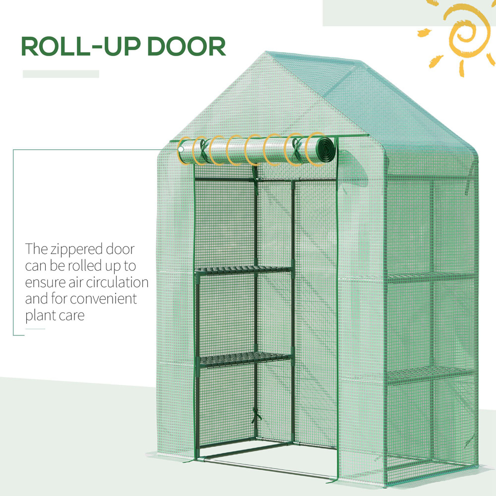 Outsunny Green 4.5 x 2.5ft Walk In Greenhouse Image 6