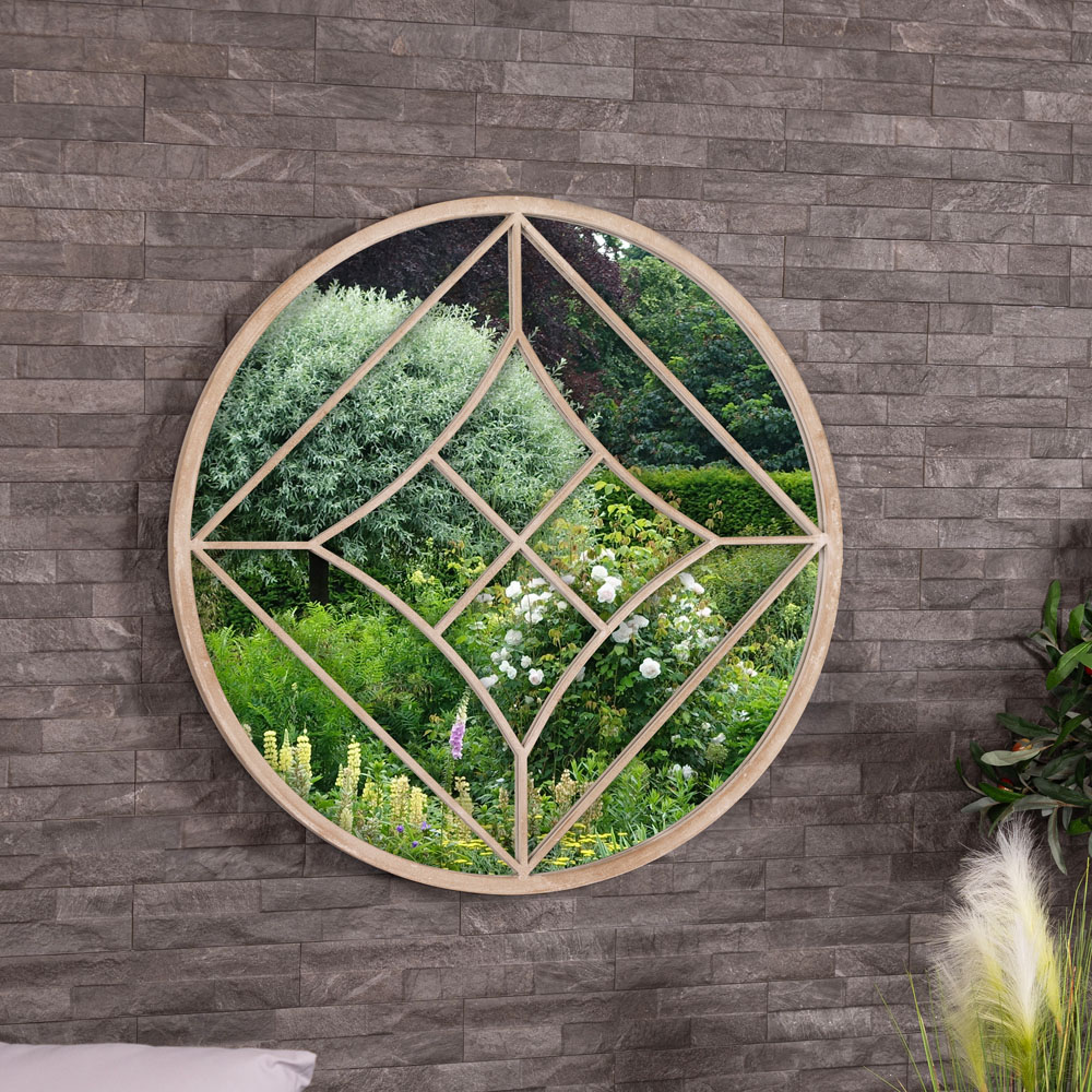 Charles Bentley Lisbon Cream Sand Effect Round Wall Mirror Image 2