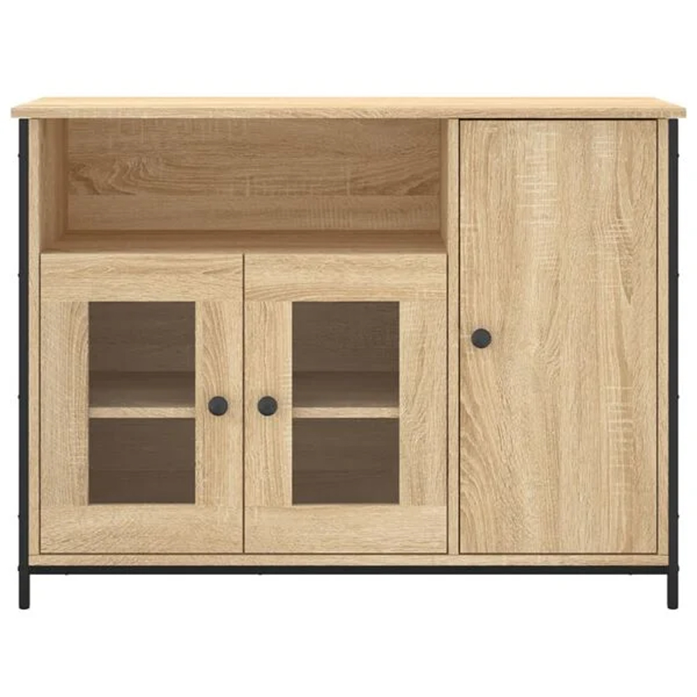 vidaXL 3 Door Single Shelf Sonoma Oak Sideboard Image 4