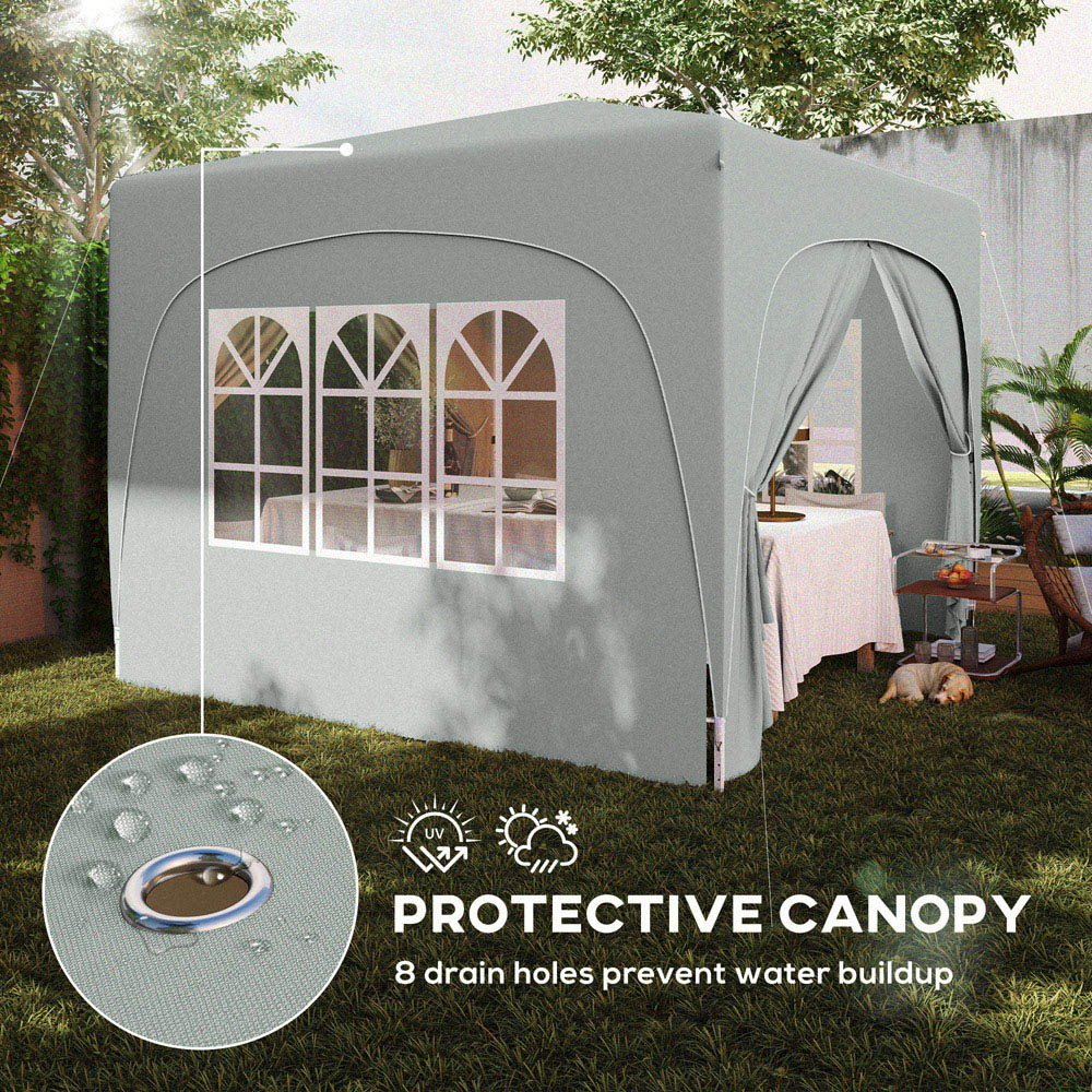 Outsunny 3 x 3m Light Grey UPF50+ Pop Up Gazebo with Sides and Carry Bag Image 4