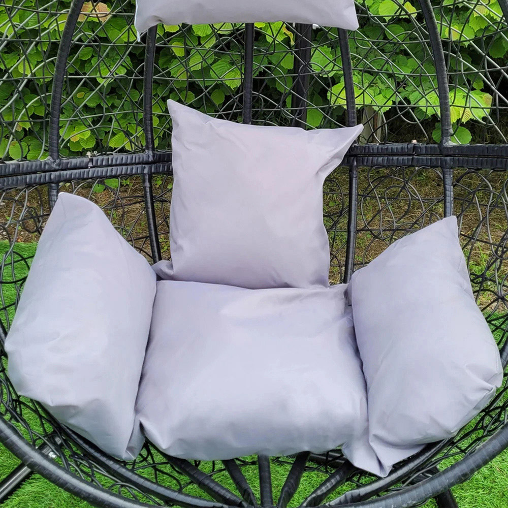 MonsterShop Black Rattan Egg Chair with Cushions Image 3