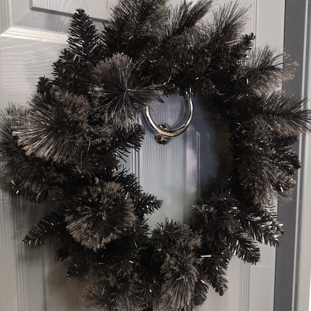 Samuel Alexander Black Plain PVC Tipped Halloween Christmas Wreath Image 5
