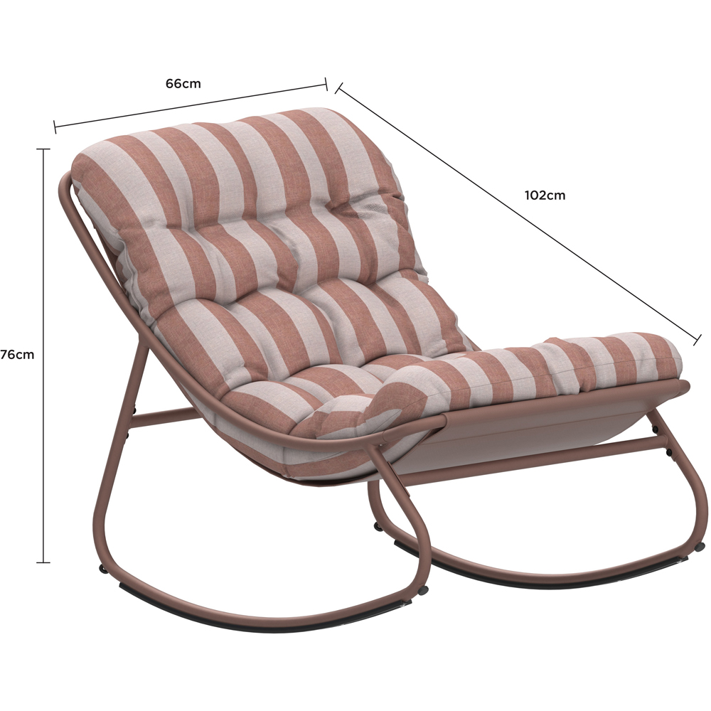 Charles Bentley Porto Terracotta Stripe Olefin Fabric Garden Rocking Chair Image 9