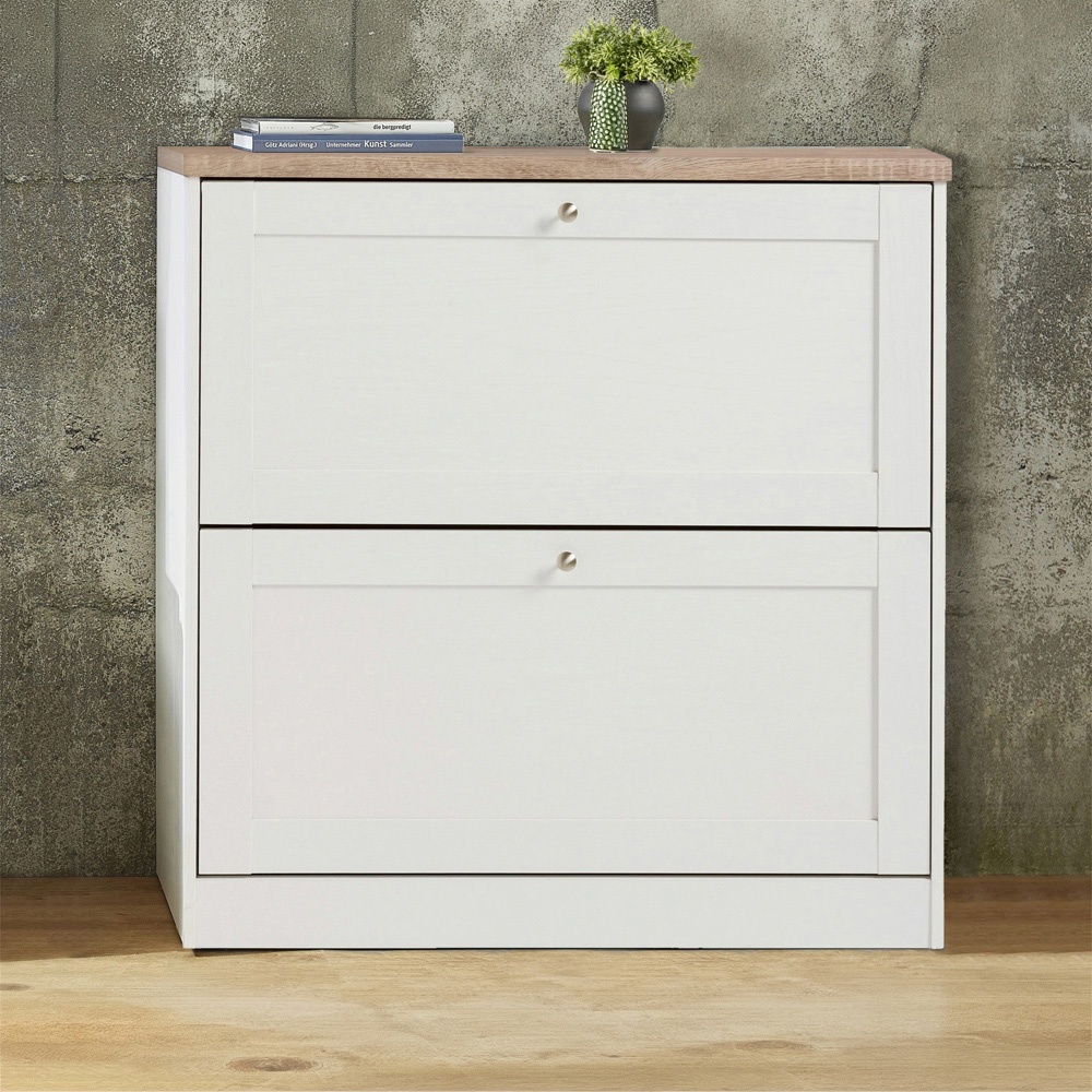 Loft24 HEIDE 2 Flap Door White Sonoma Oak Shoe Chest Image 6