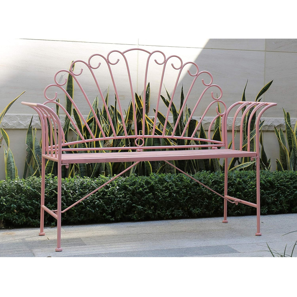 GlamHaus Palermo Blush Pink Garden Bench Image 6