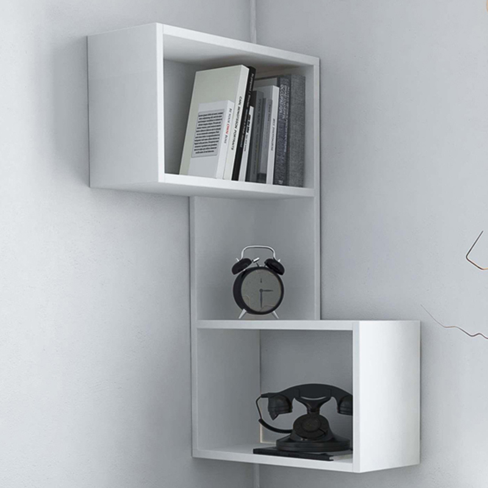 Decortie Part 3 Shelf White Modern Corner Display Unit Image 1