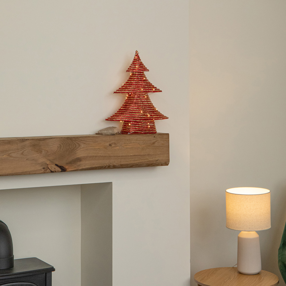 Samuel Alexander Warm White LED Red and Gold Braid Christmas Tree with Timer 40cm Image 7