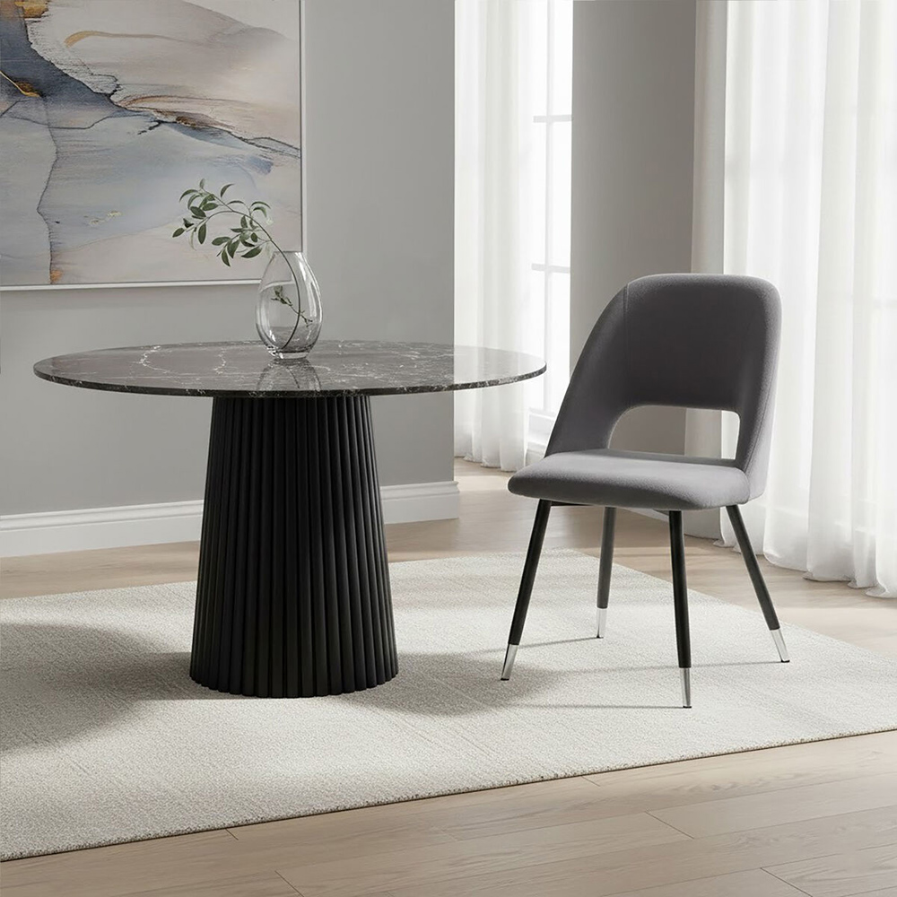 Premier Housewares Warren Grey Velvet Dining Chair Image 2