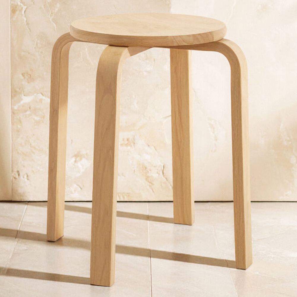 Premier Housewares Heva Tropical Hevea Wood Stackable Round Stool Image 1