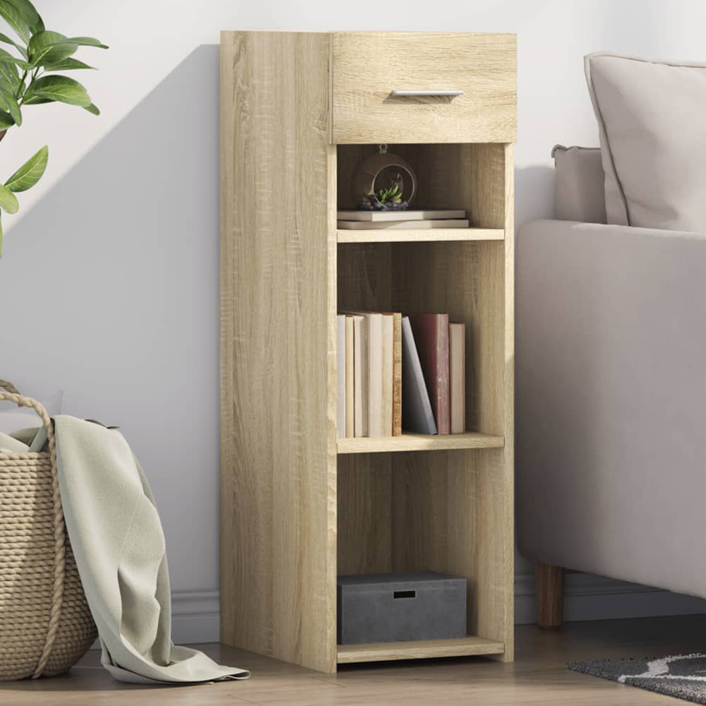 vidaXL Single Drawer 3 Shelf Sonoma Oak Sideboard Image 1