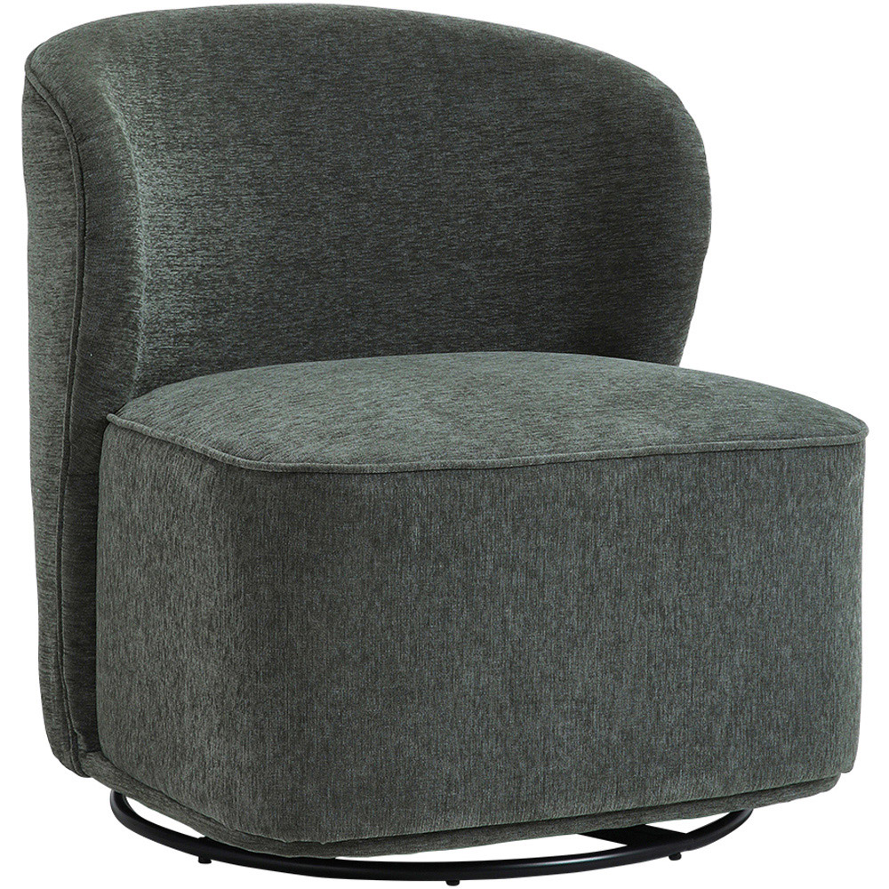 Living and Home Dark Green Upholstered Swivel Chair Image 2