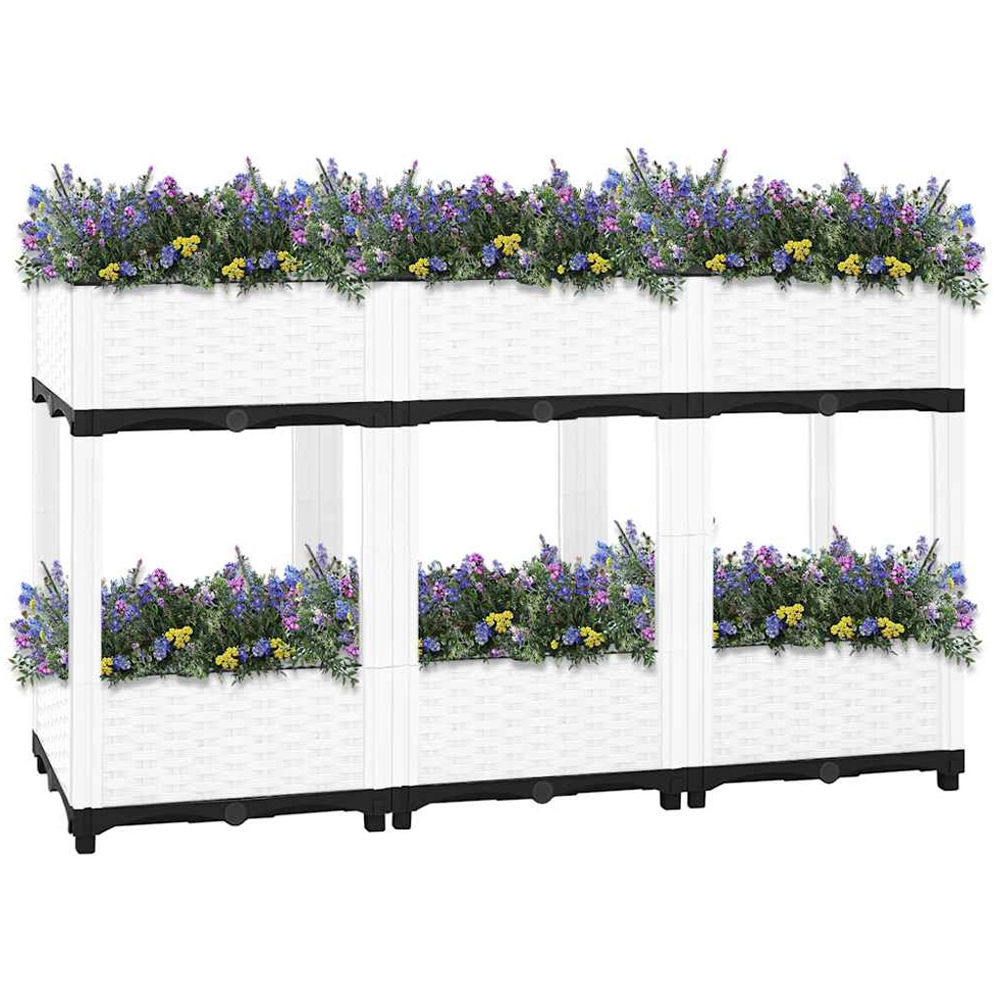 vidaXL Single Shelf Grey Plastic Raised Garden Bed 71 x 120 x 40cm Image 2