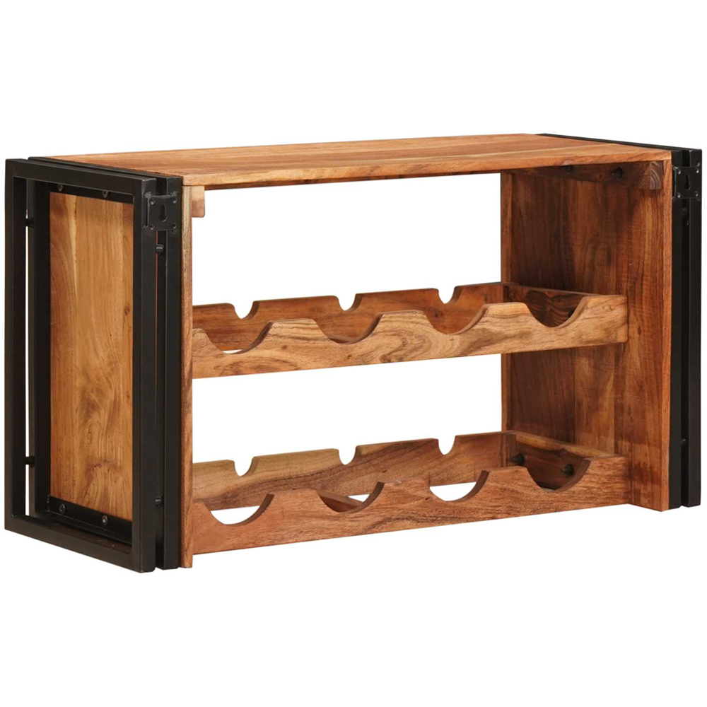 vidaXL 8 Bottle Brown Solid Acacia Wood Wall Mounted Wine Rack Image 4