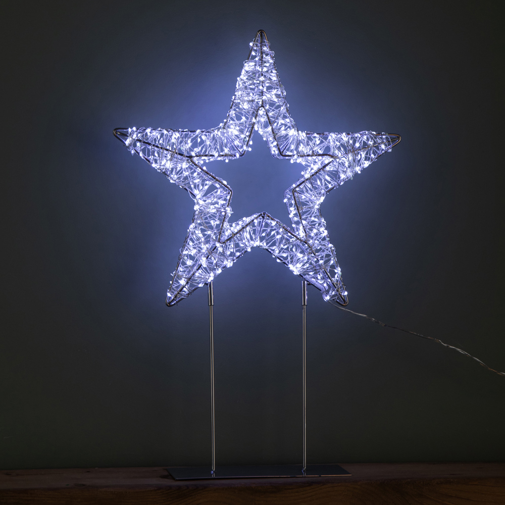 Samuel Alexander 720 White LED Light-Up Twinkling Silver Christmas Star with Metal Stand 45cm Image 8