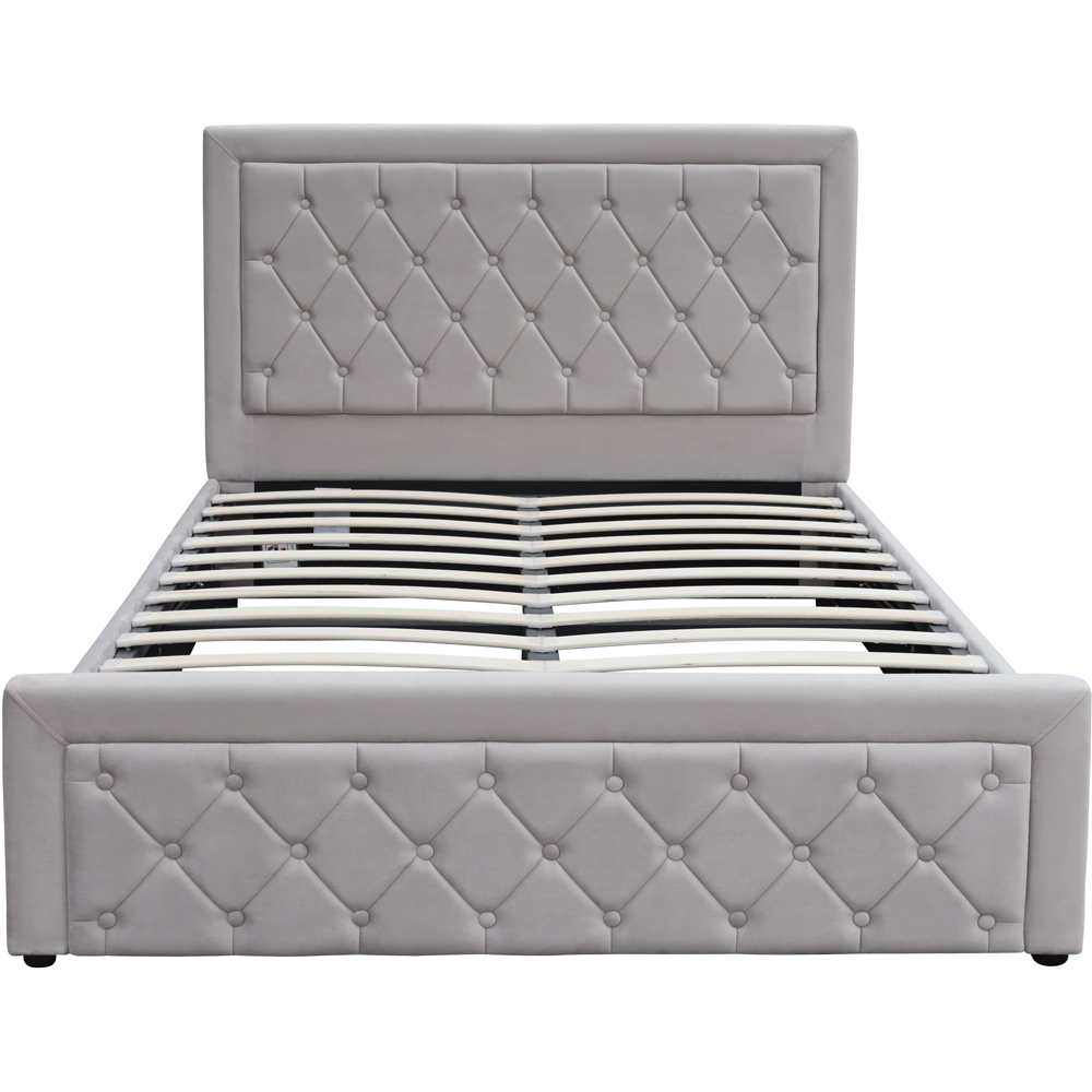 Kosy Koala Double Grey Velvet Tufted Gaslift Ottoman Bed Image 4