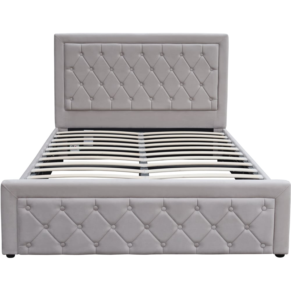 Kosy Koala Small Double Grey Velvet Tufted Gaslift Ottoman Bed with Mattress Image 4