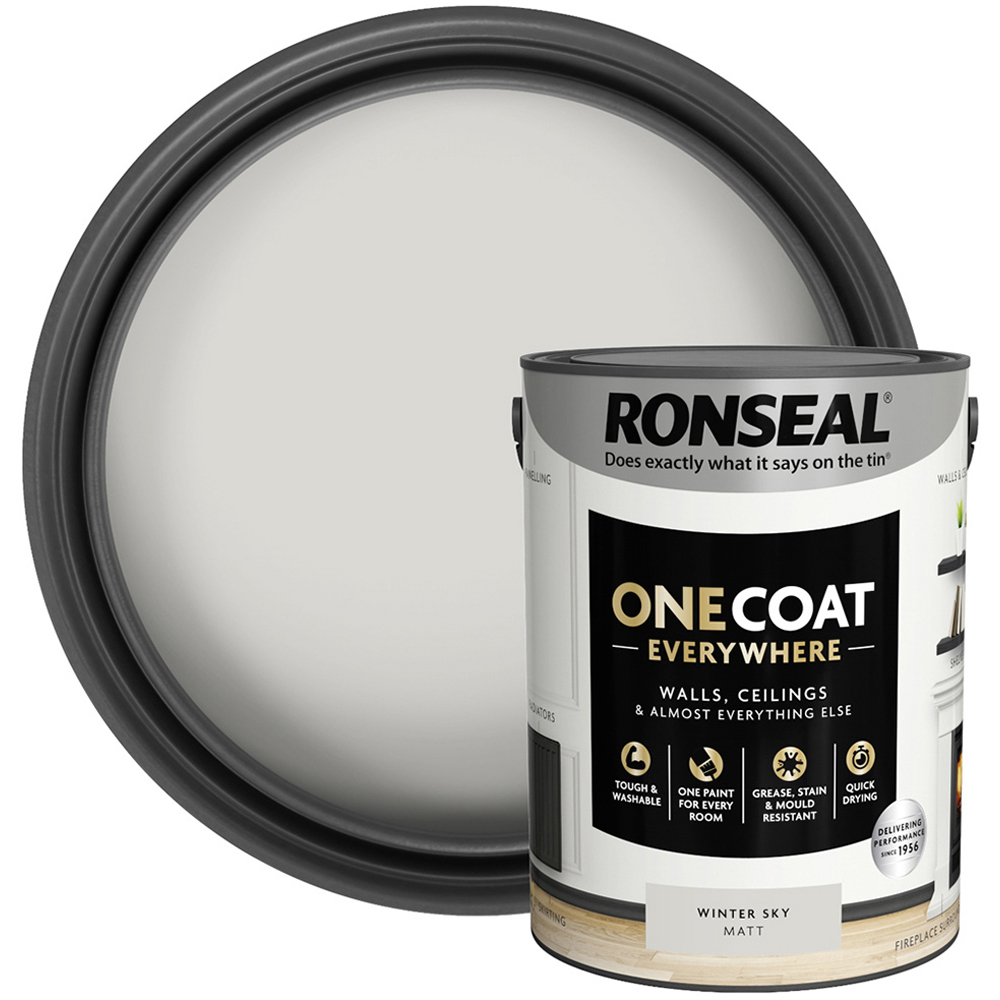 Ronseal One Coat Everywhere Winter Sky Matt Interior Paint 5L Image 1