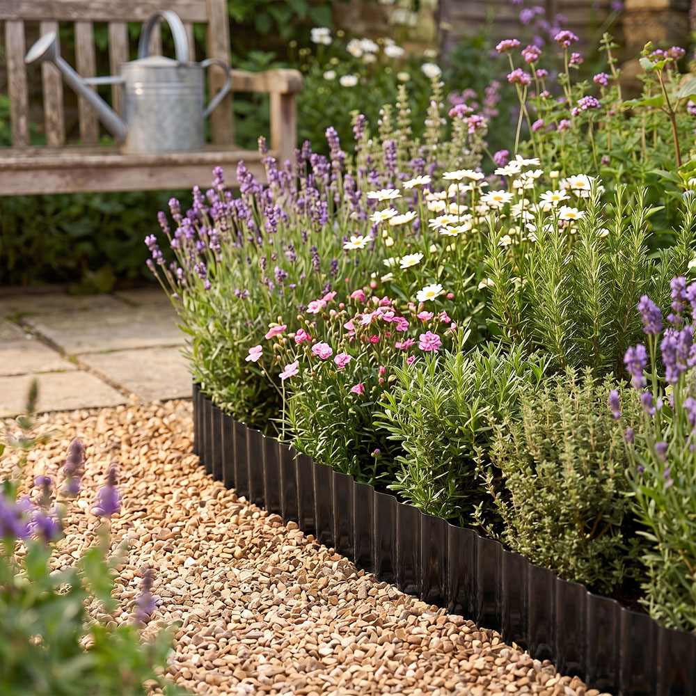 Living and Home 6m x 12.5cm Black Metal Corrugated Flexible Garden Edging Image 3