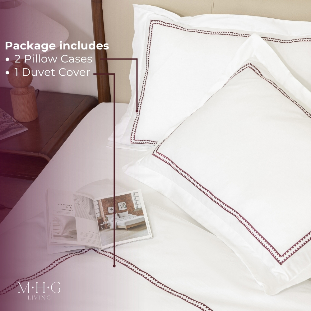 MHG Living Double Mayfair Burgundy 200 Thread Count Duvet Cover Set Image 2