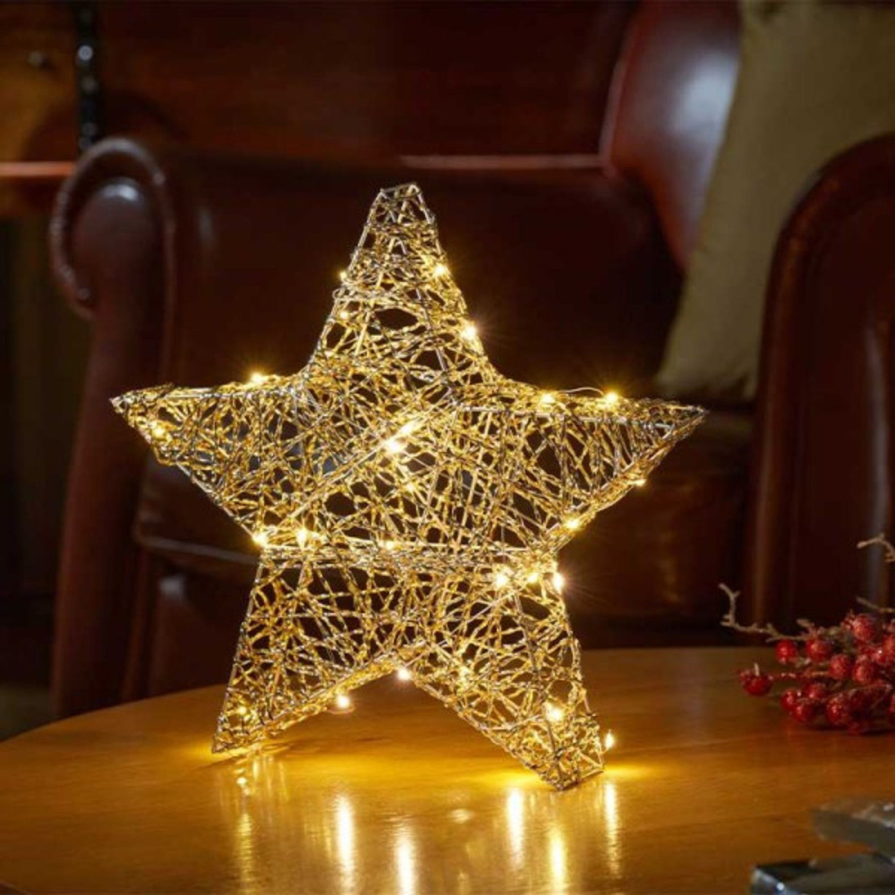 Samuel Alexander 15 Warm White Micro LED Gold Weave Wonder Starlet Christmas Decoration 20cm Image 3