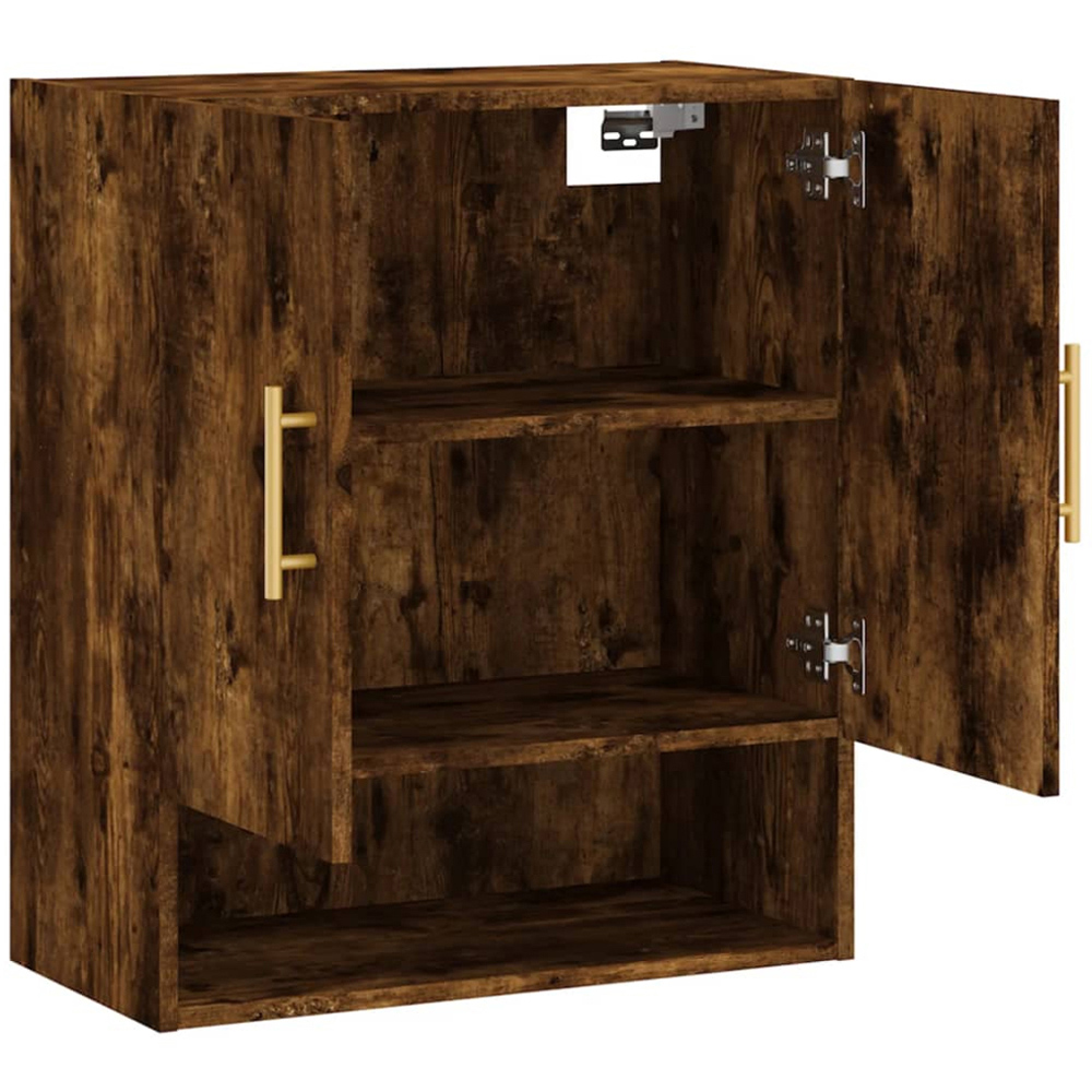 vidaXL 2 Door Single Shelf Smoked Oak Wall Cabinet Image 6