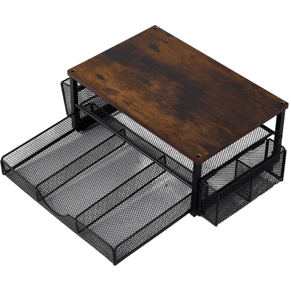 Living and Home Single Drawer 2 Shelf Dark Brown and Black Printer Stand Image 2