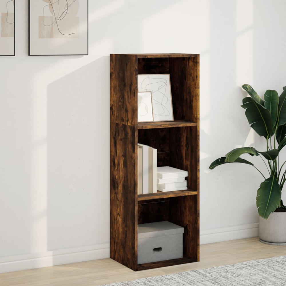 vidaXL 3 Shelf Smoked Oak Bookcase Image 7