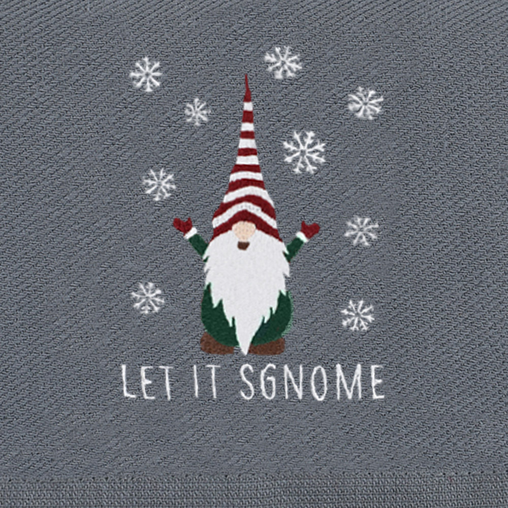 Noel Square Xmas Gonks Grey Tea Towel 3 Pack Image 4