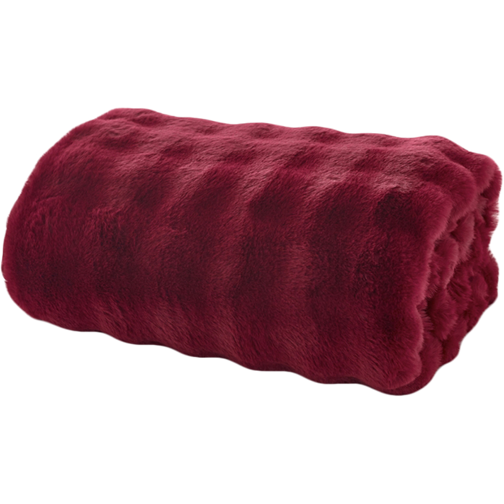 Deyongs Dey Fernley Dark Red Faux Fur Throw 150 x 200cm Image 1