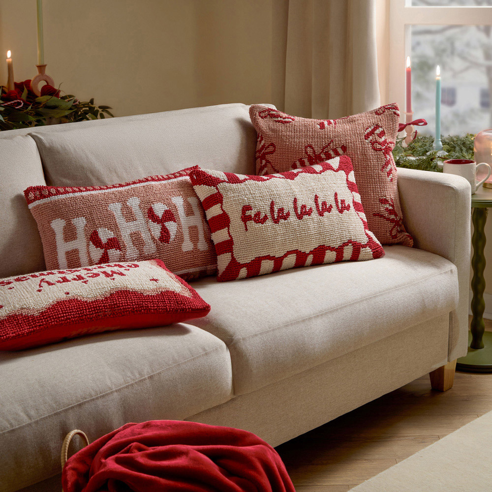 Furn Candy Fa La La Tufted Red and White Cushion 30 x 50cm Image 6