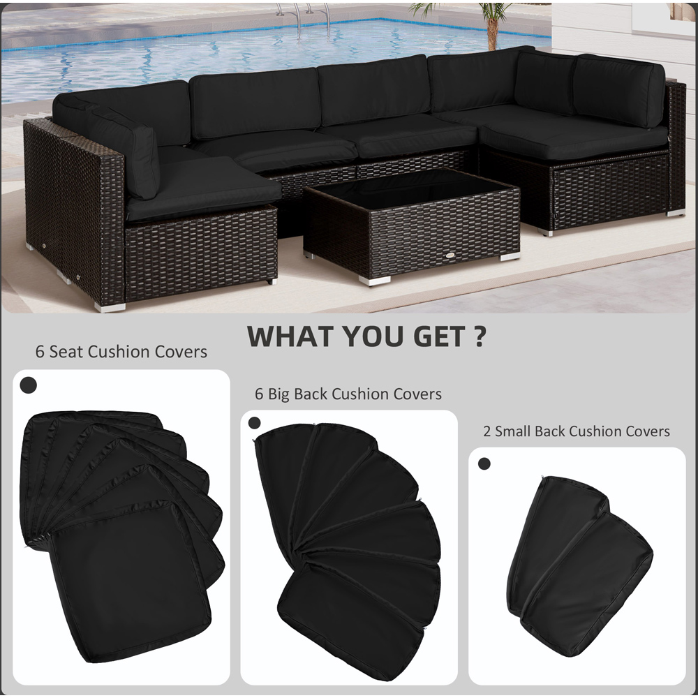 Outsunny Black Polyester Rattan Garden Lounge Set Replacement Cover 14 Pack Image 4