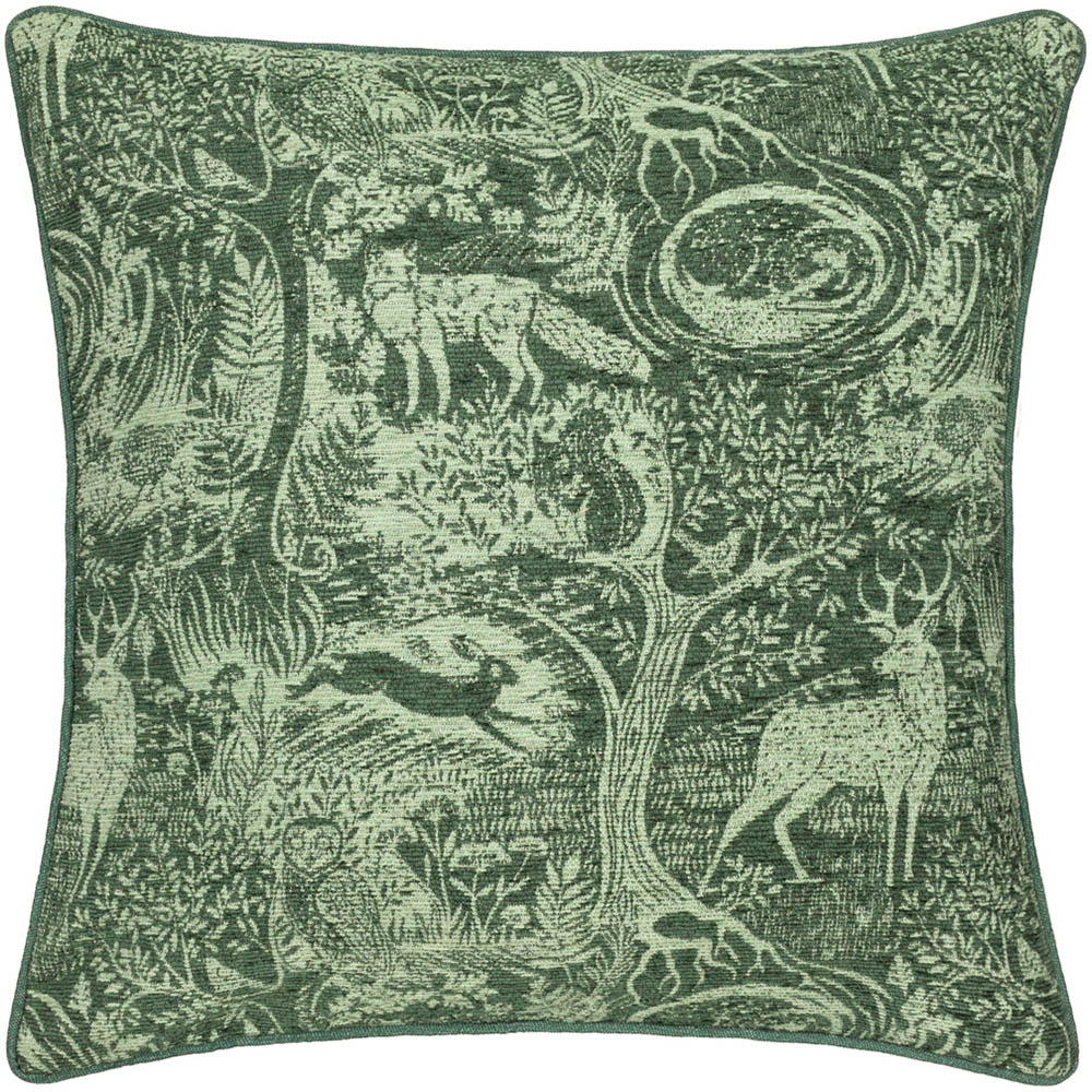 Furn Emerald Winter Woods Jacquard Chenille Reversible Cushion 50 x 50cm Image 1