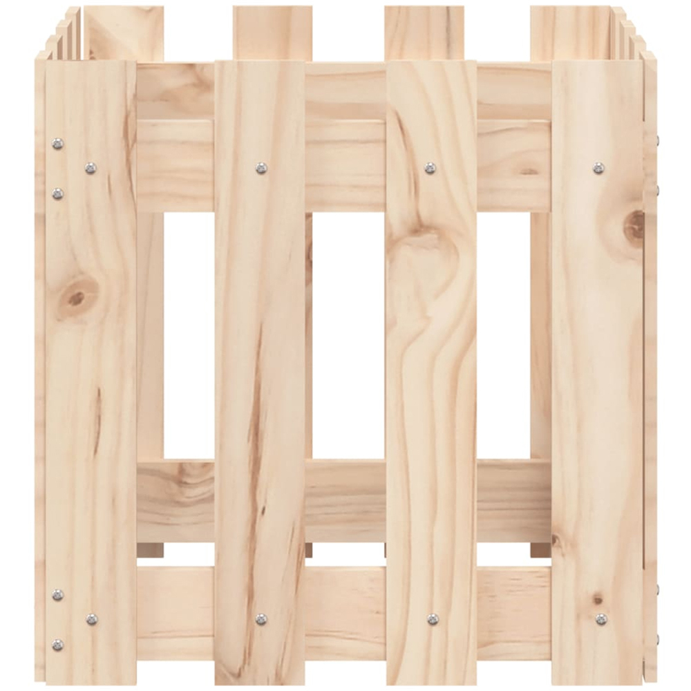 vidaXL Natural Pine Wood Fence Design Garden Planter 40 x 40 x 40cm Image 4