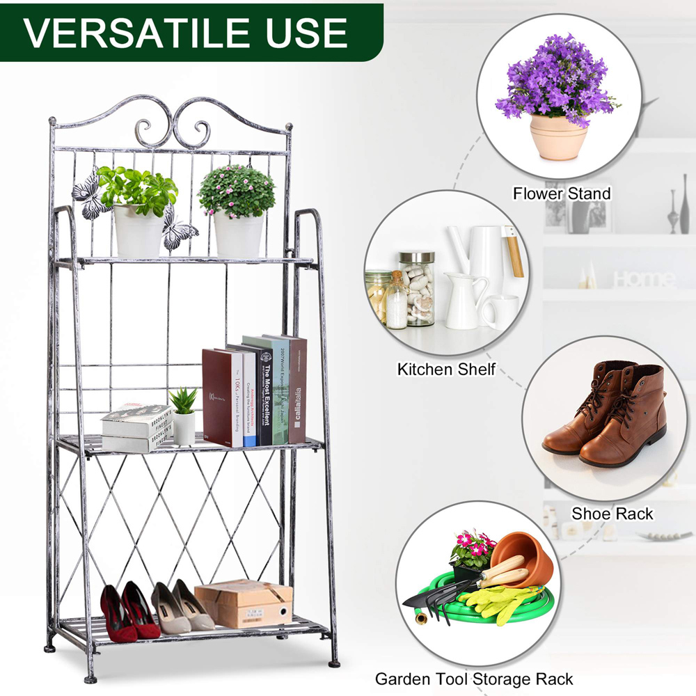 Outsunny 3-Tier Metal Scrollwork Frame Foldable Plant Stand Image 7
