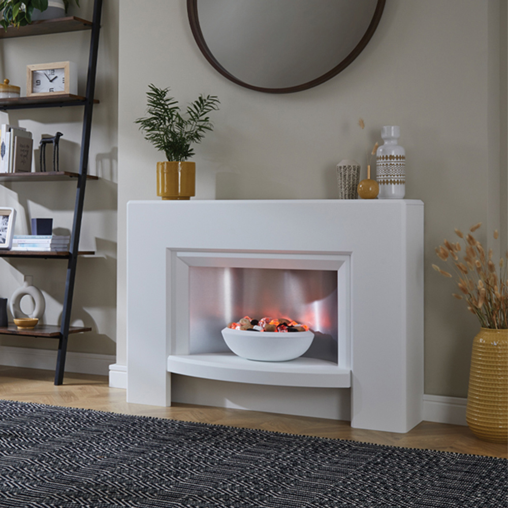 Suncrest Stockeld White and Brushed Steel Textured Electric Bowl Suite Image 2