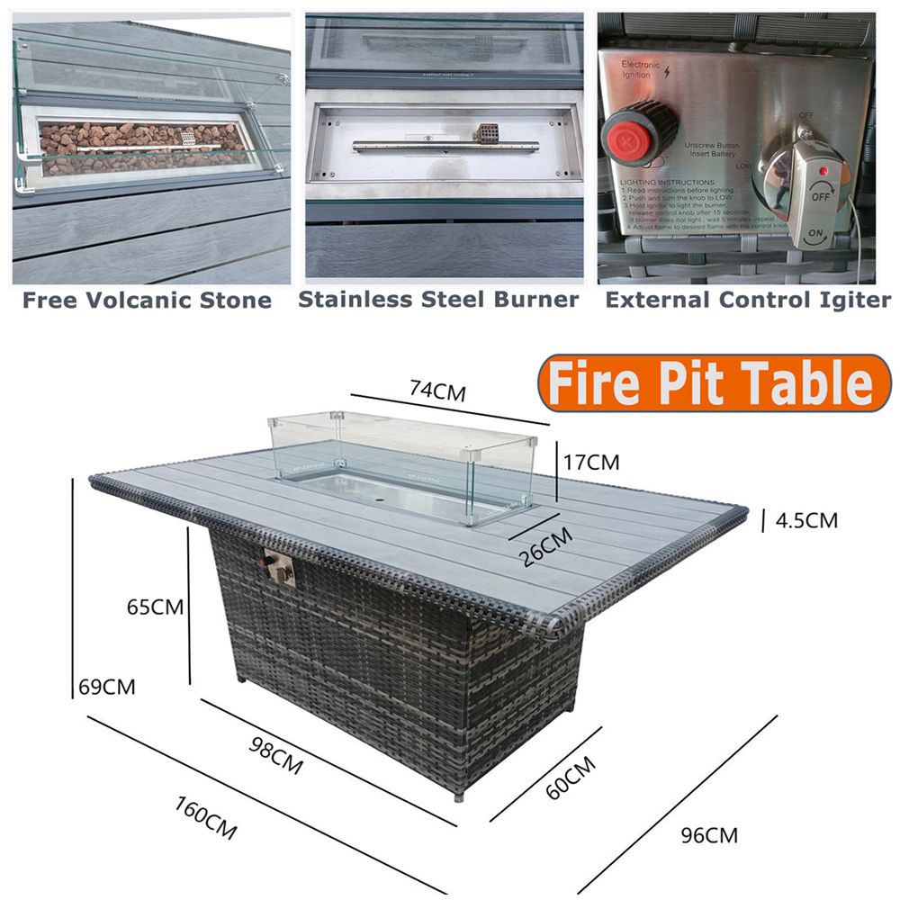 Furniture One 6 Seater Rattan Fire Pit Garden Furniture Image 7
