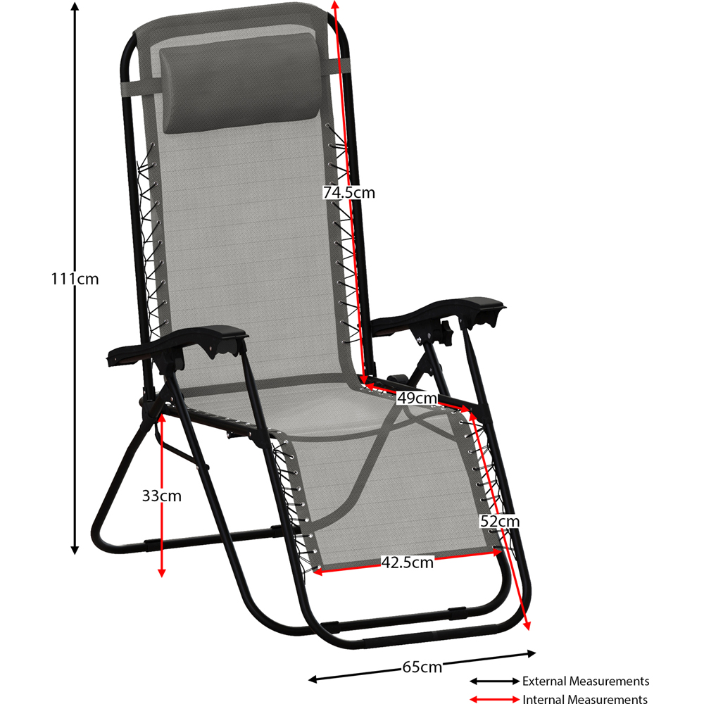 GARDEN VIDA Set of 2 Grey Zero Gravity Chair Image 9