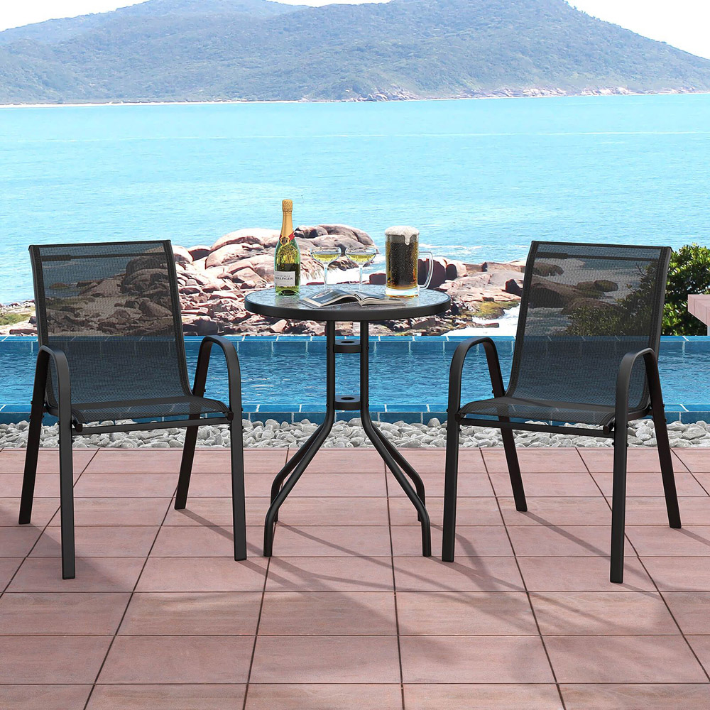 Costway 2 Seater Black Garden Bistro Set Image 1