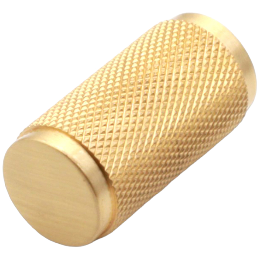 Spira Brass Satin Brass Knurled Cylinder Pull Cupboard Handle Image 1