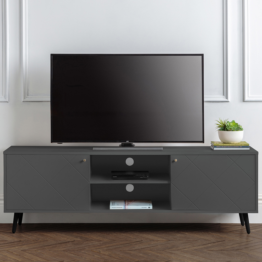 Julian Bowen Moritz 2 Door 2 Shelf Grey TV Unit Image 1