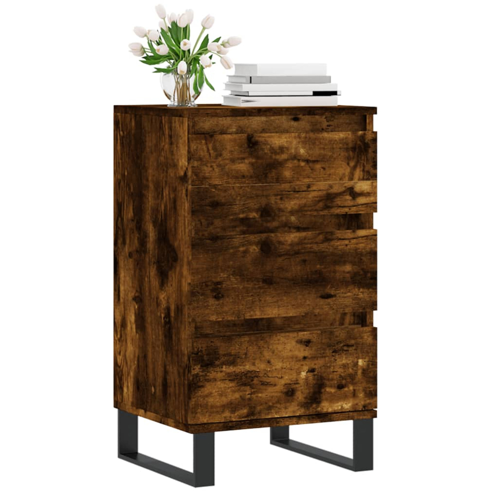 vidaXL 3 Drawer Smoked Oak Sideboard with Iron Legs Image 3