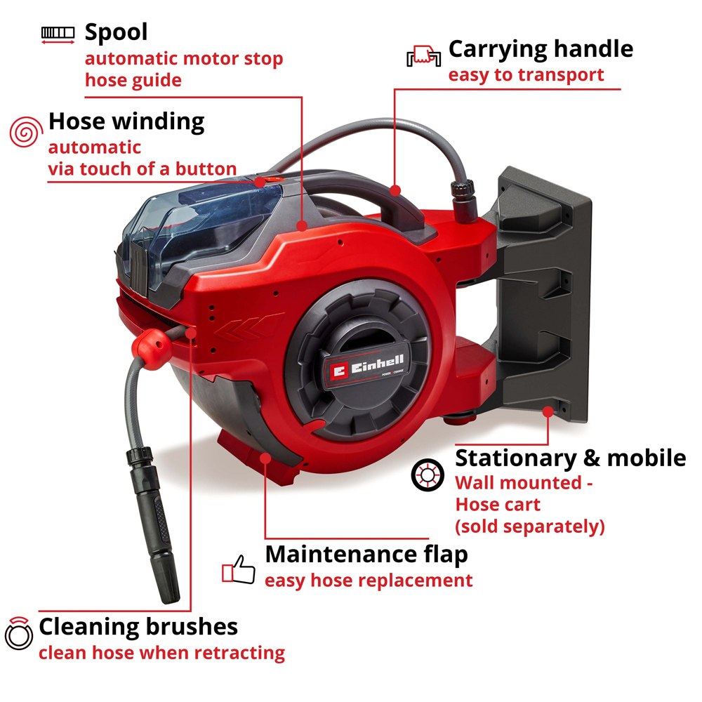 Einhell PXC Cordless Wall Mountable Hose Reel 18V Image 9