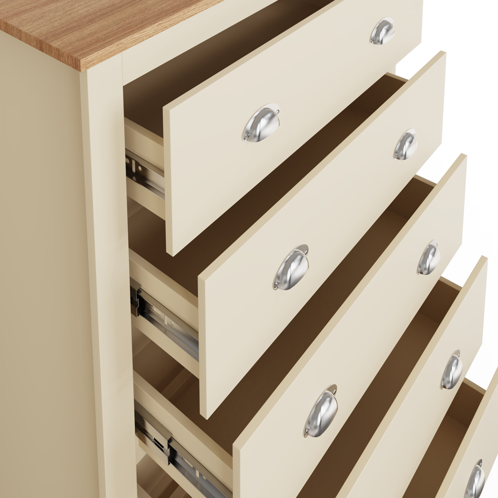 GFW Lancaster 5 Drawer Cream Chest of Drawers Image 6
