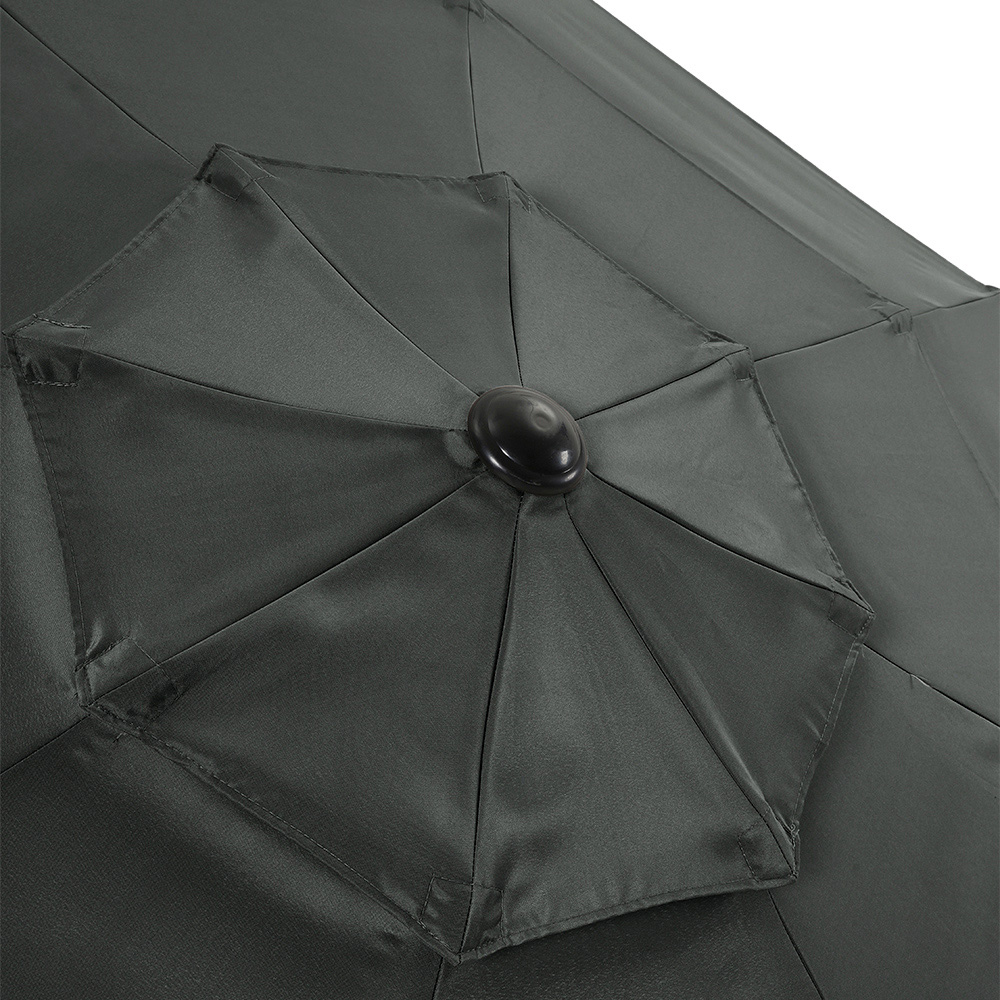 Living and Home Dark Grey 3 Tier Crank and Tilt Parasol with Weave Cement Base 3m Image 4