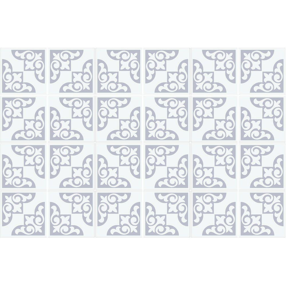 Walplus Osborne Monochromatic Light Grey Self Adhesive Victorian Tile Stickers 24 Pack Image 4