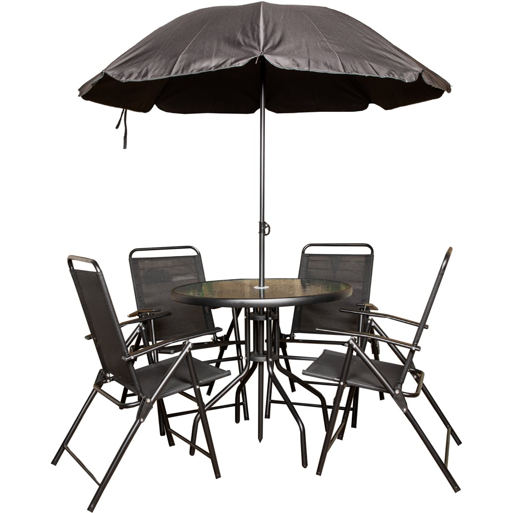 Samuel Alexander 4 Seater Patio Dining Set Black with Parasol Image 2