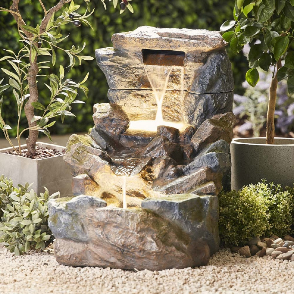 Garden Gear Large Tumbling Rock Wall LED Water Feature Image 2