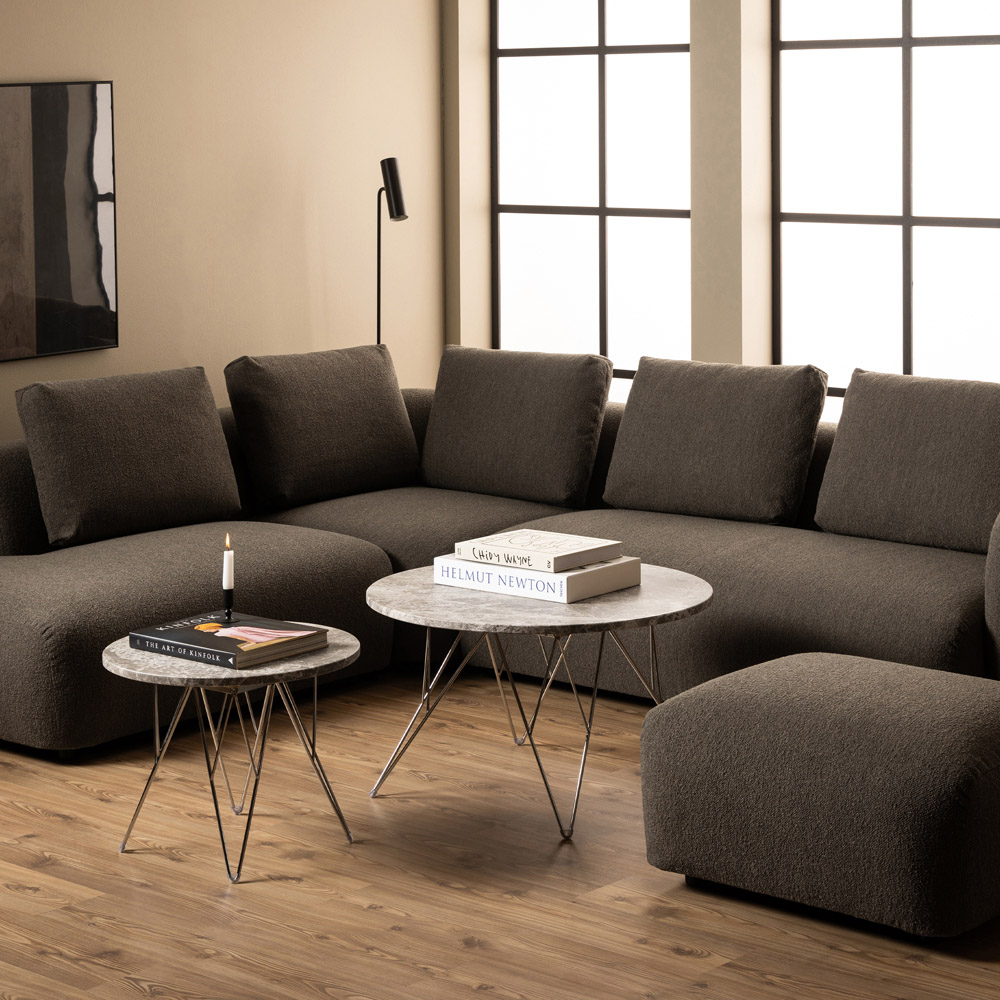 Florence Prunus Grey and Brown Marble Top Round Coffee Table Image 9