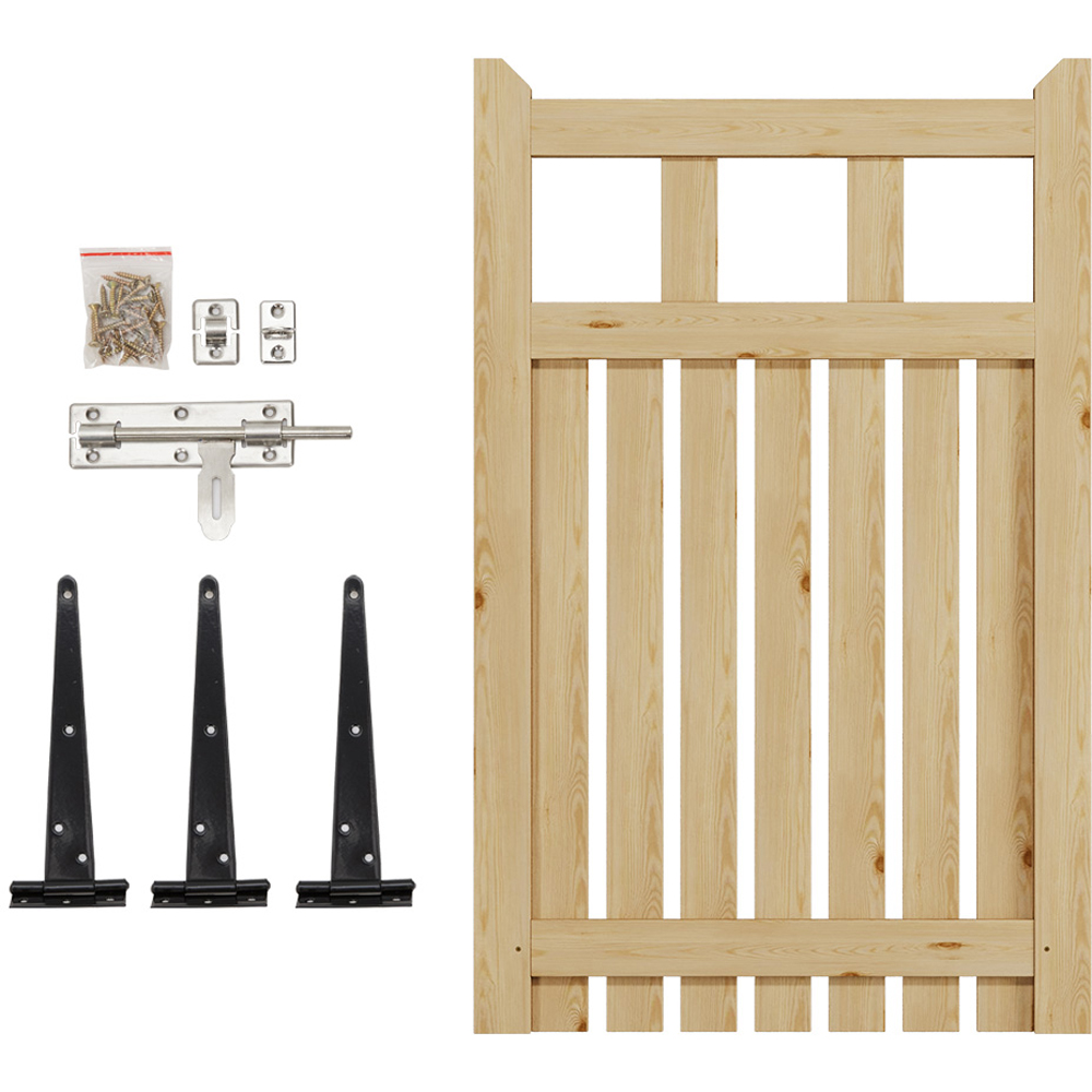 Outdoor Minimalist Nature Wooden Straight-Corner Garden Fence Door, 120 x 76 x 2.5cm Image 5